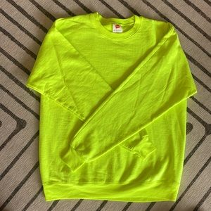 Neon yellow Hanes crew neck sweatshirt